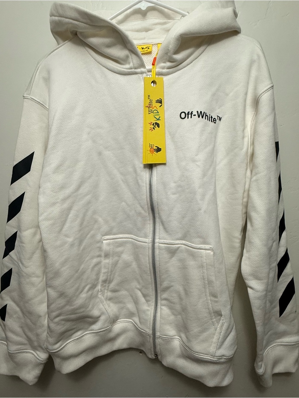 Off-White™ White Kids Helvetica Zip Hoodie Size 14
